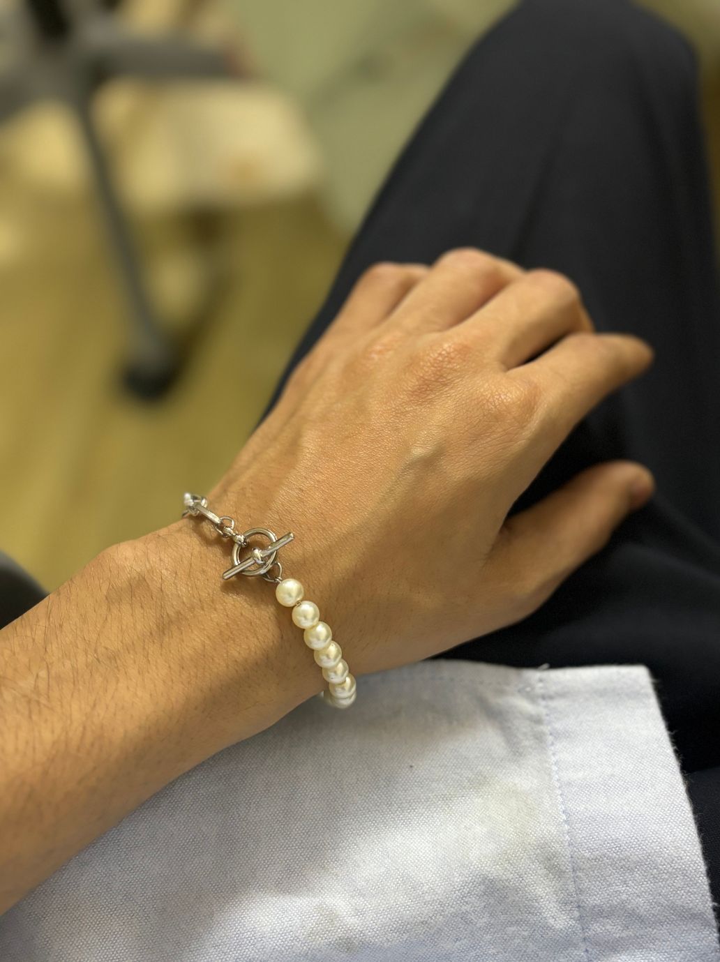 Half & Half Silver-Pearl Bracelet