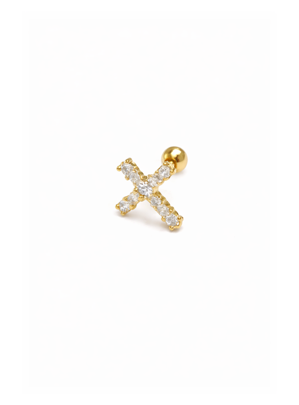 Cross CZ Stud (Pierced)