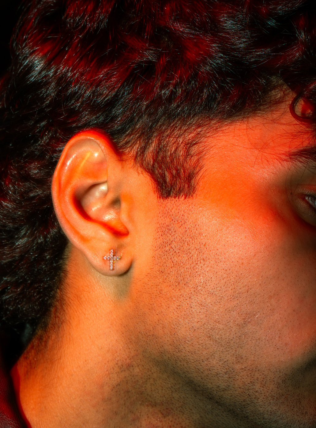 Cross CZ Stud (Pierced)