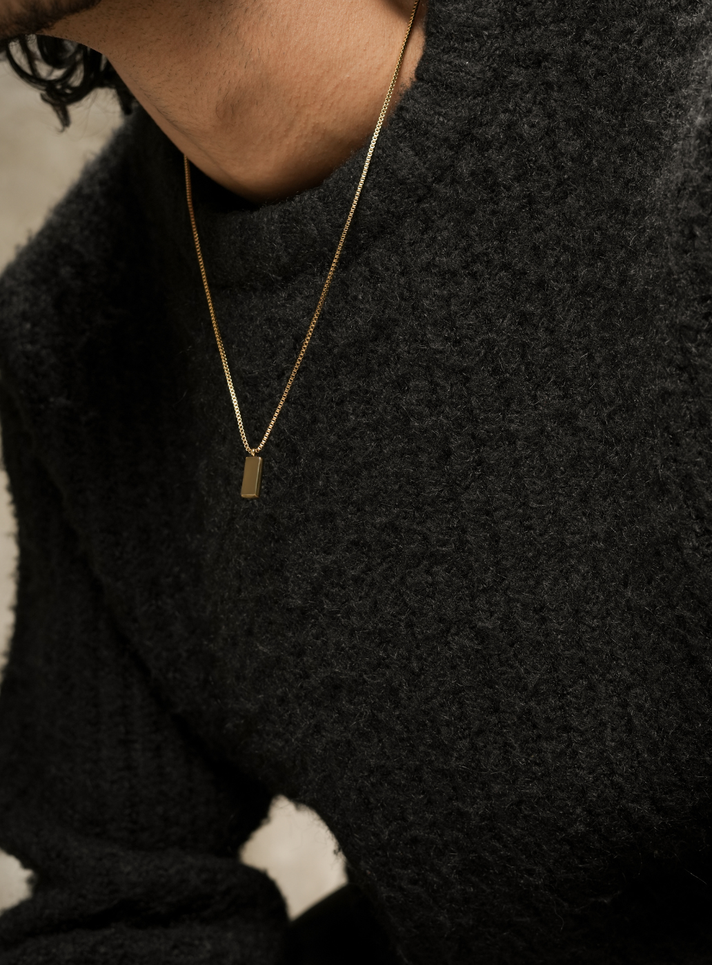 Golden Signet Pendant with Chain