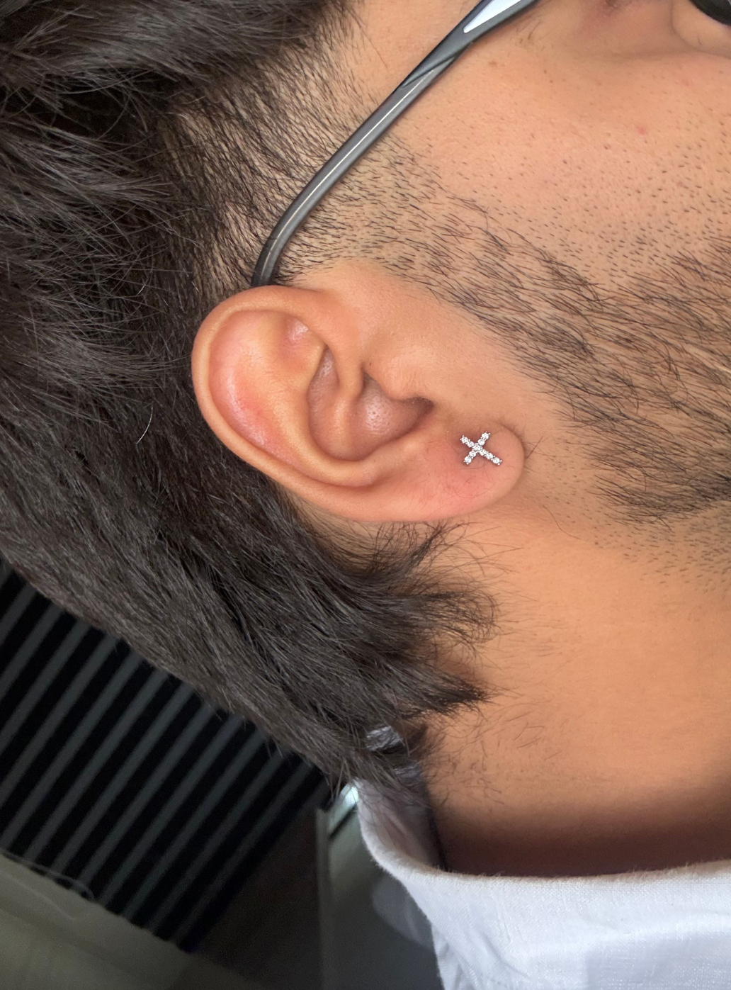 Cross CZ Stud (Pierced)