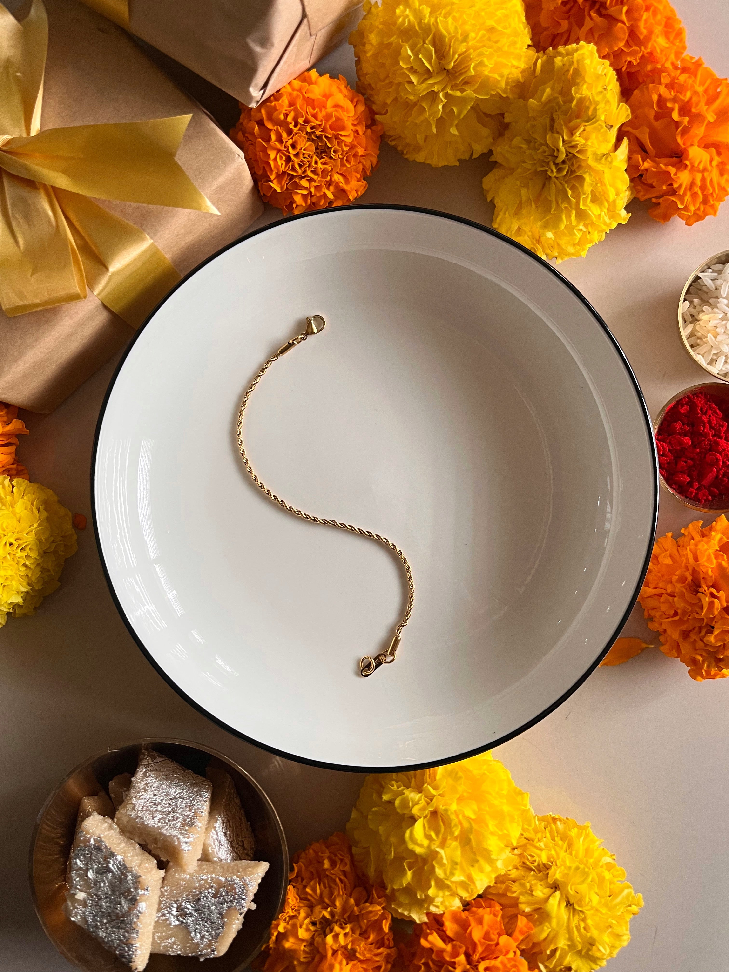 Micro Rope Bracelet Golden (RAKHI SPECIAL)