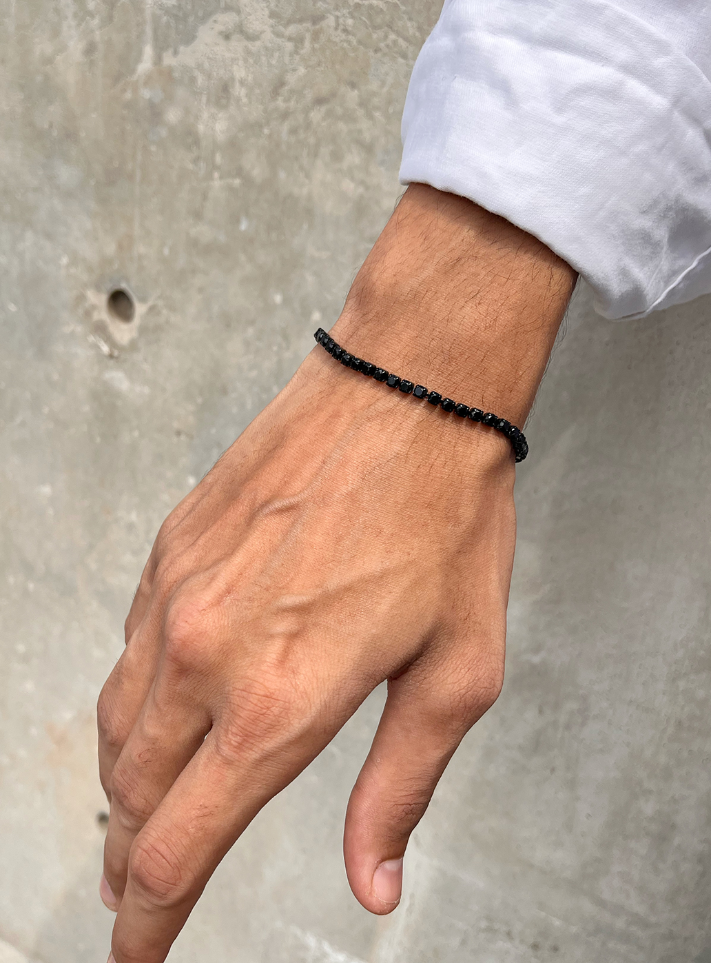 Black Tennis bracelet with black stones, view 2