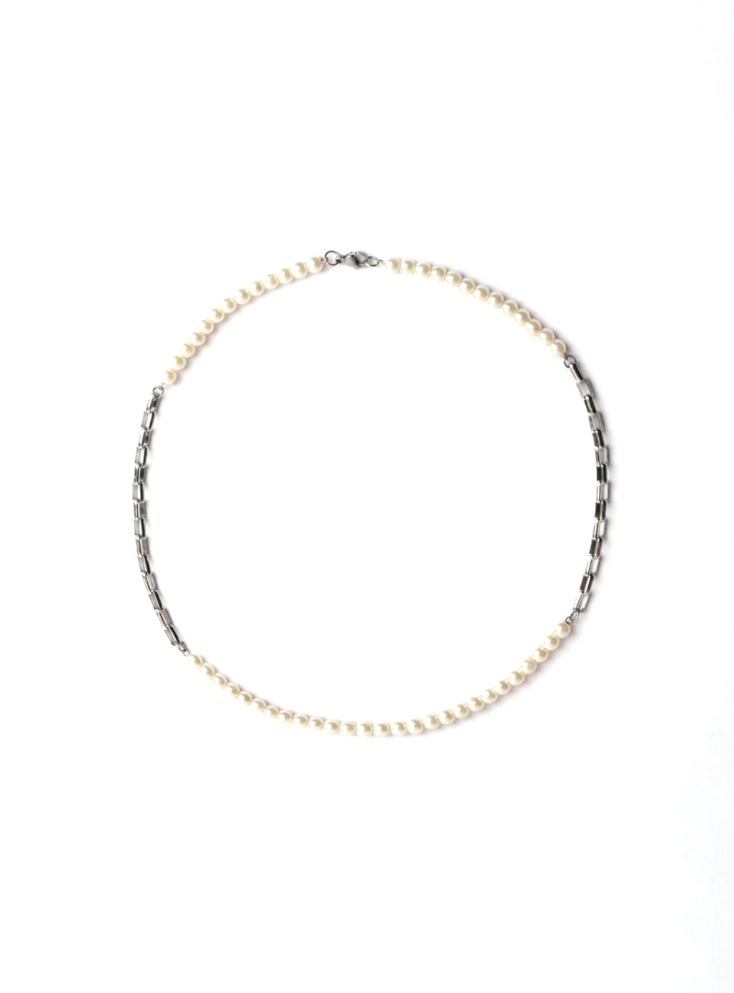 Symmetrical Pearl & Block Chain Necklace