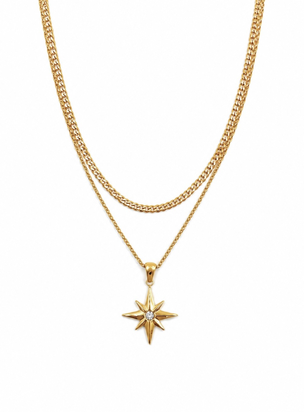 Gold Starburst Layer Necklace