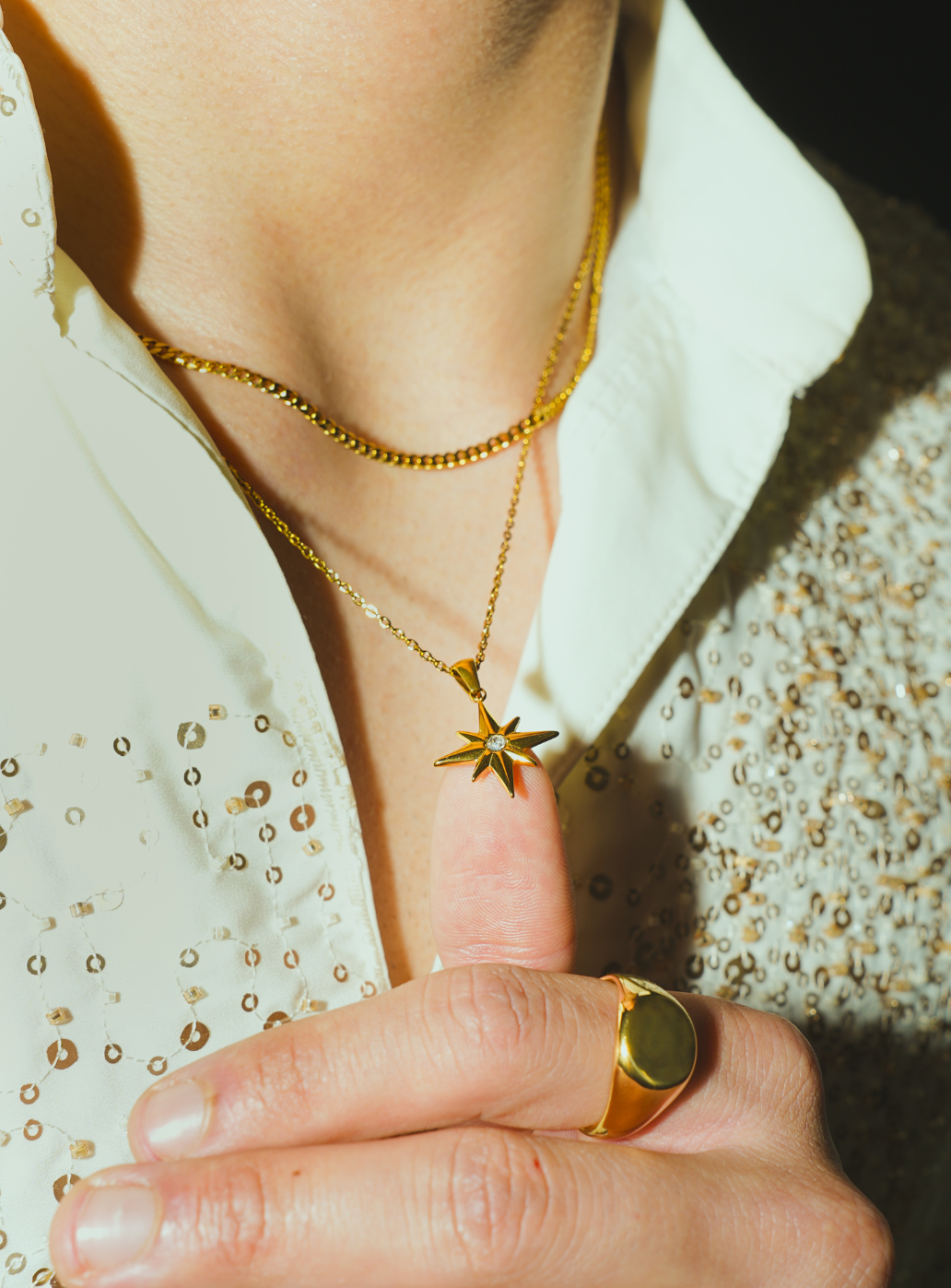 Gold Starburst Layer Necklace