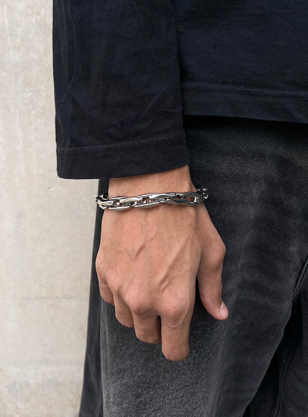 Thick Anchor Bracelet with silver-tone links, view 3