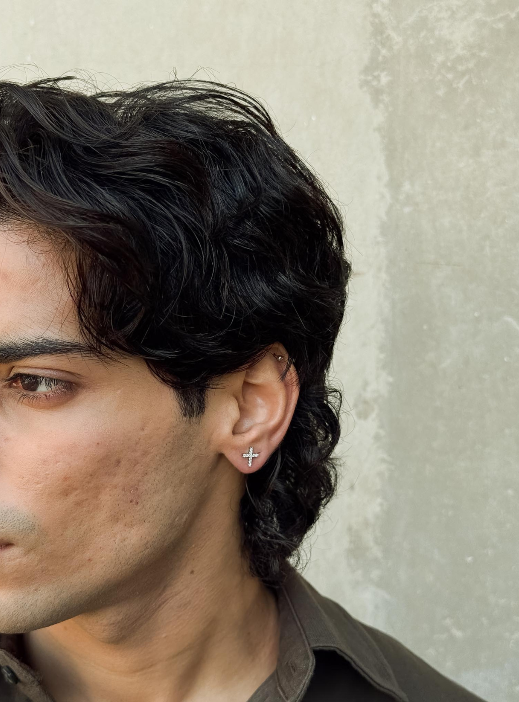 Cross CZ Stud (Pierced)
