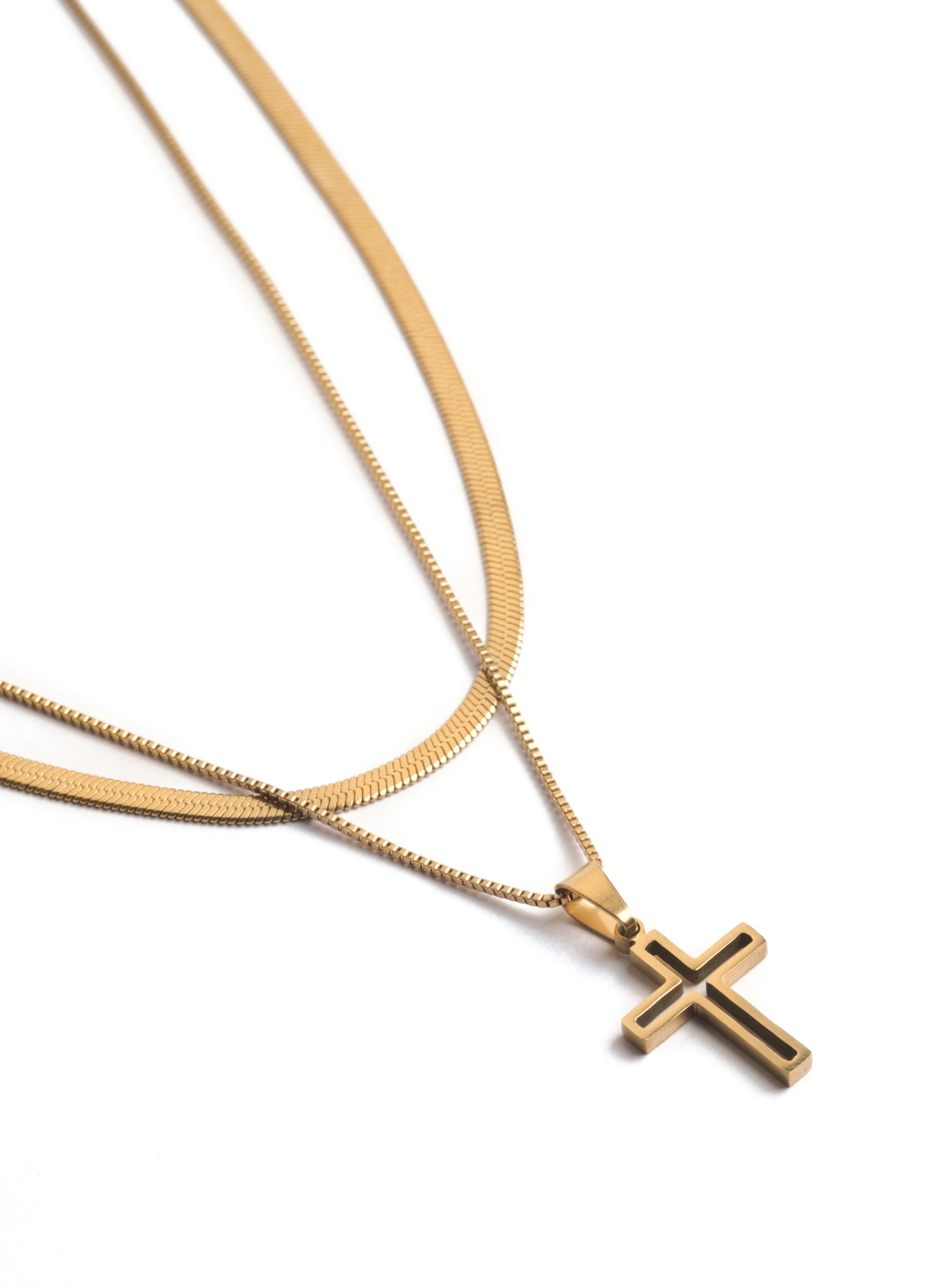 Cross Layer Necklace (Golden)