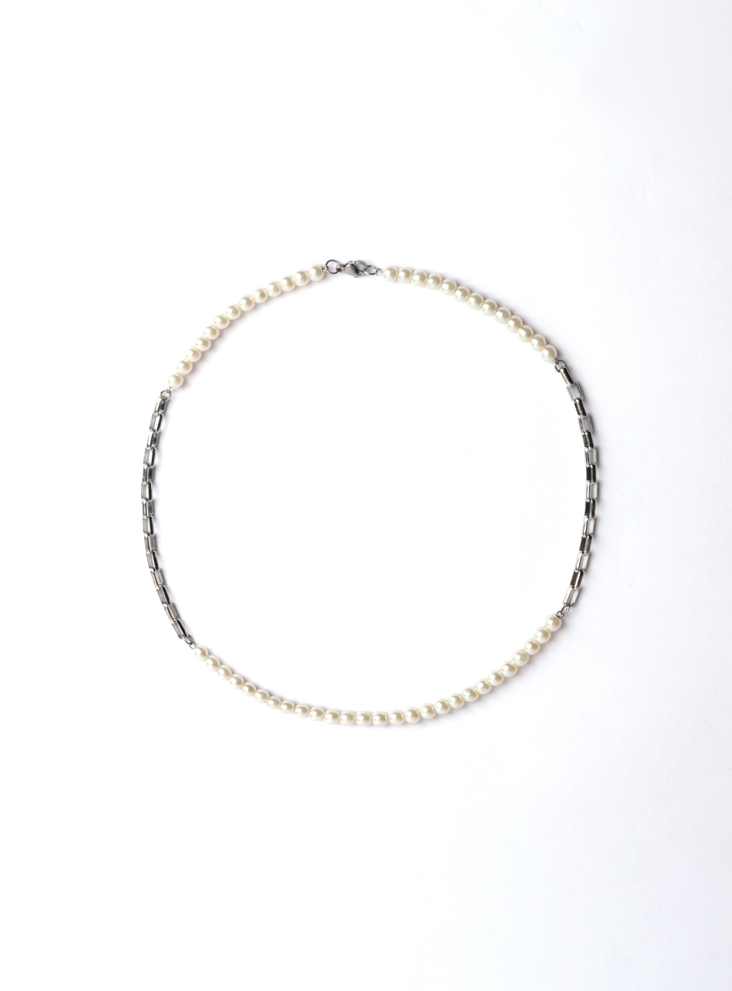 Symmetrical Pearl & Block Chain Necklace