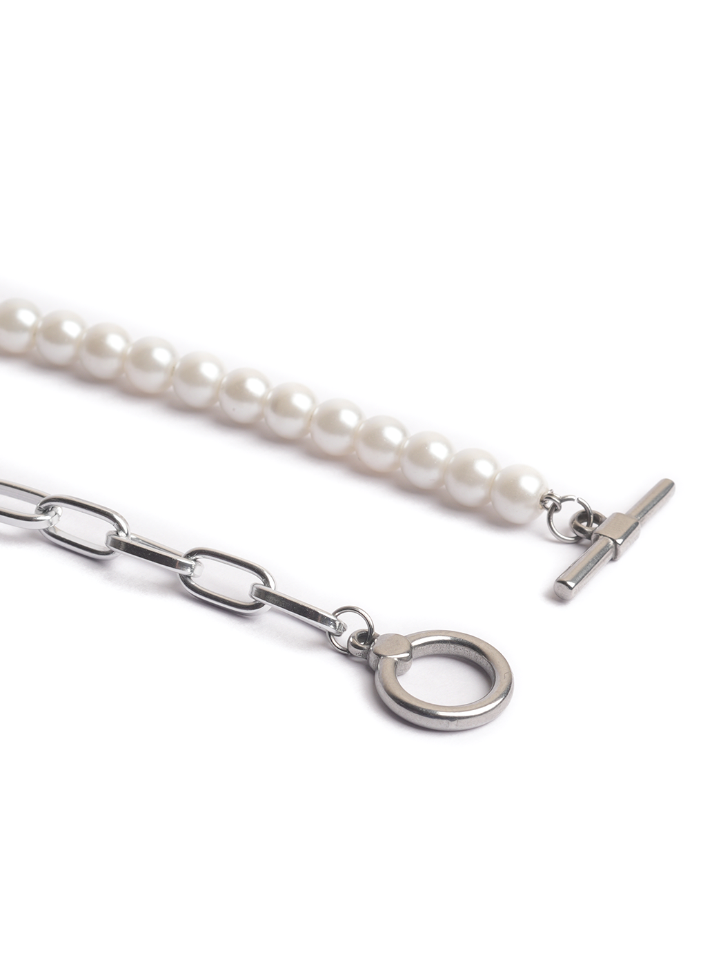 Half & Half Silver-Pearl Bracelet