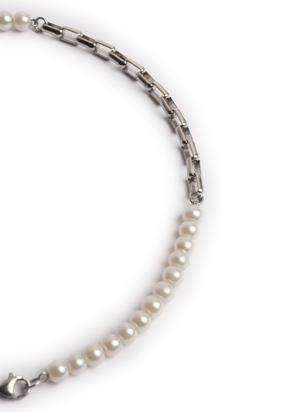 Symmetrical Pearl & Block Chain Necklace