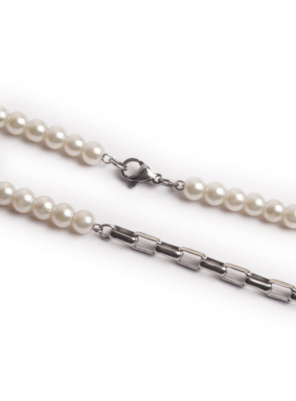 Symmetrical Pearl & Block Chain Necklace