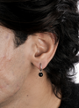 Black Bead Hoop (Sterling Silver)