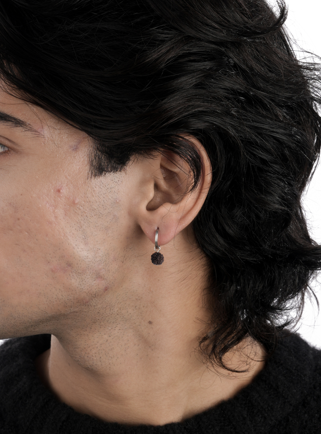 Panchmukhi Rudraksh Hoop (Sterling Silver)