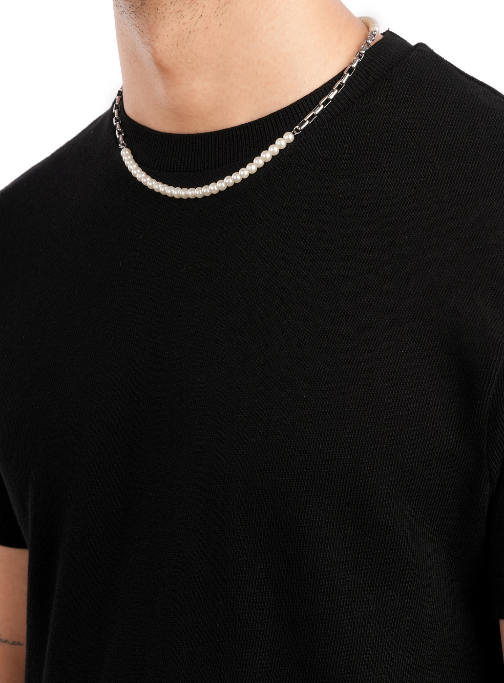 Symmetrical Pearl & Block Chain Necklace