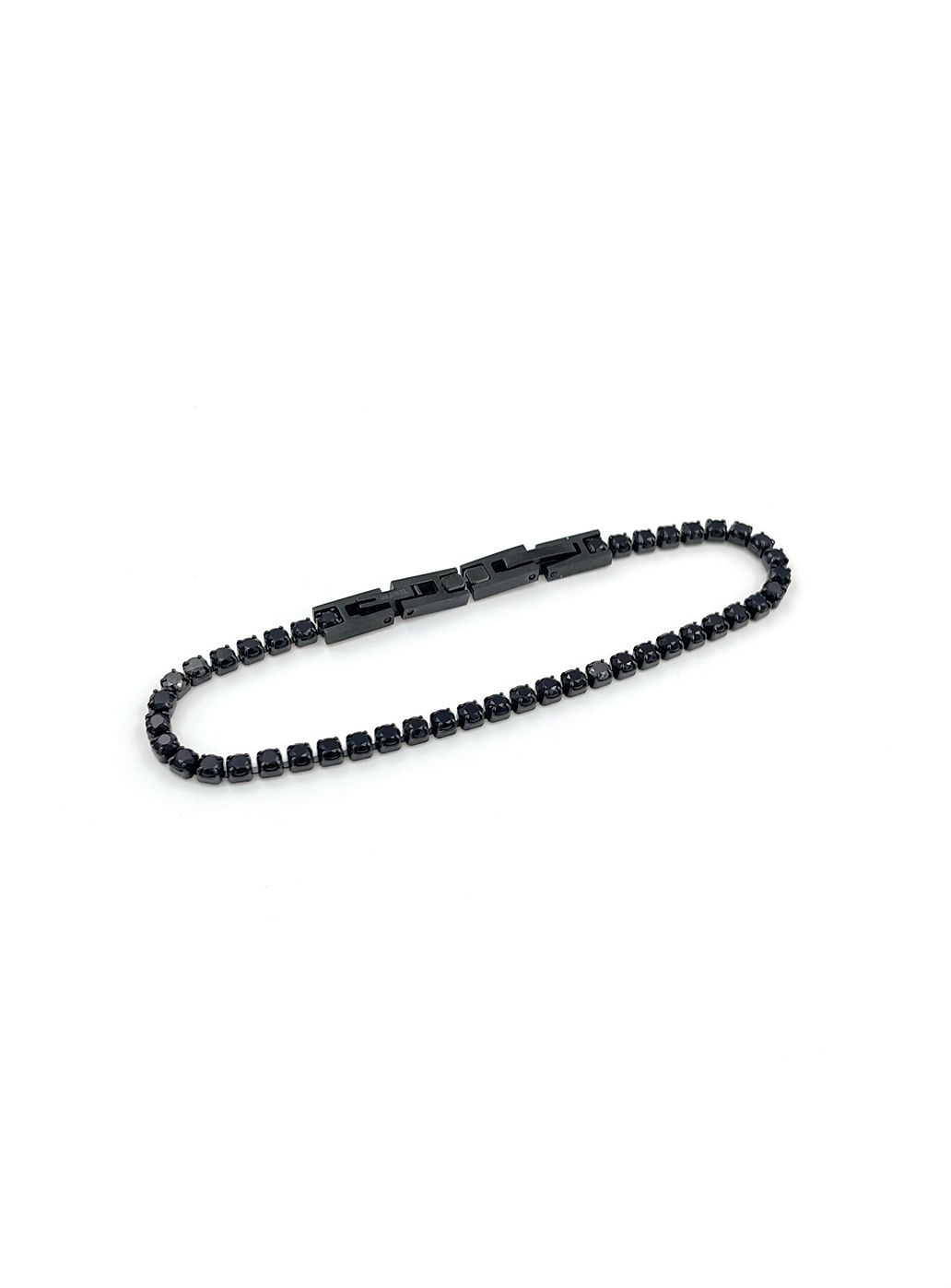 Black Tennis bracelet with black stones, view 1