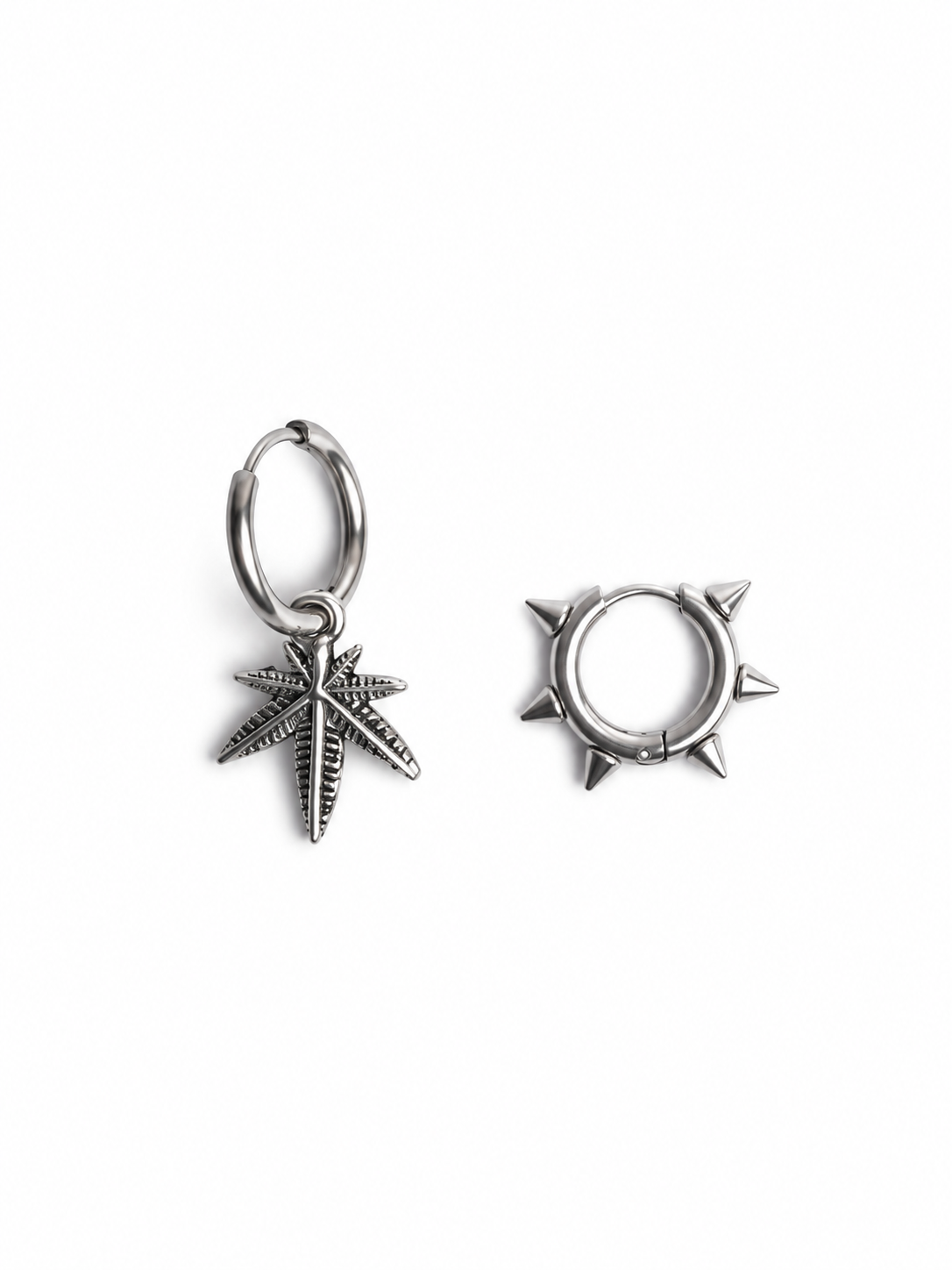 Double Trouble - Cannabis Hoop and Gothic Punk Earring - Pierced