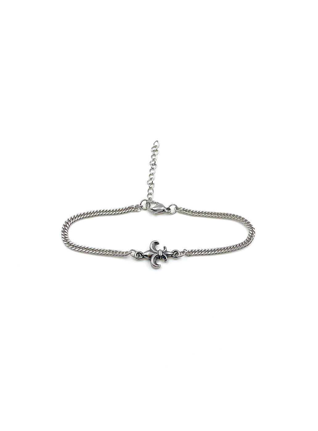 Silver-tone Fleur De Lis chain bracelet, view 2