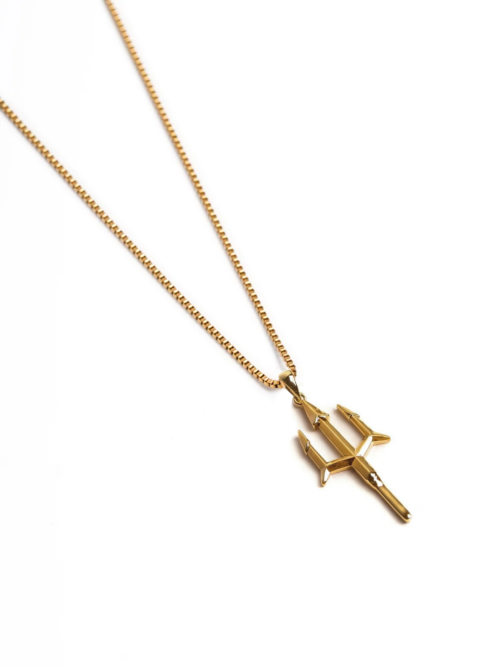 Golden Trident Pendant with Chain