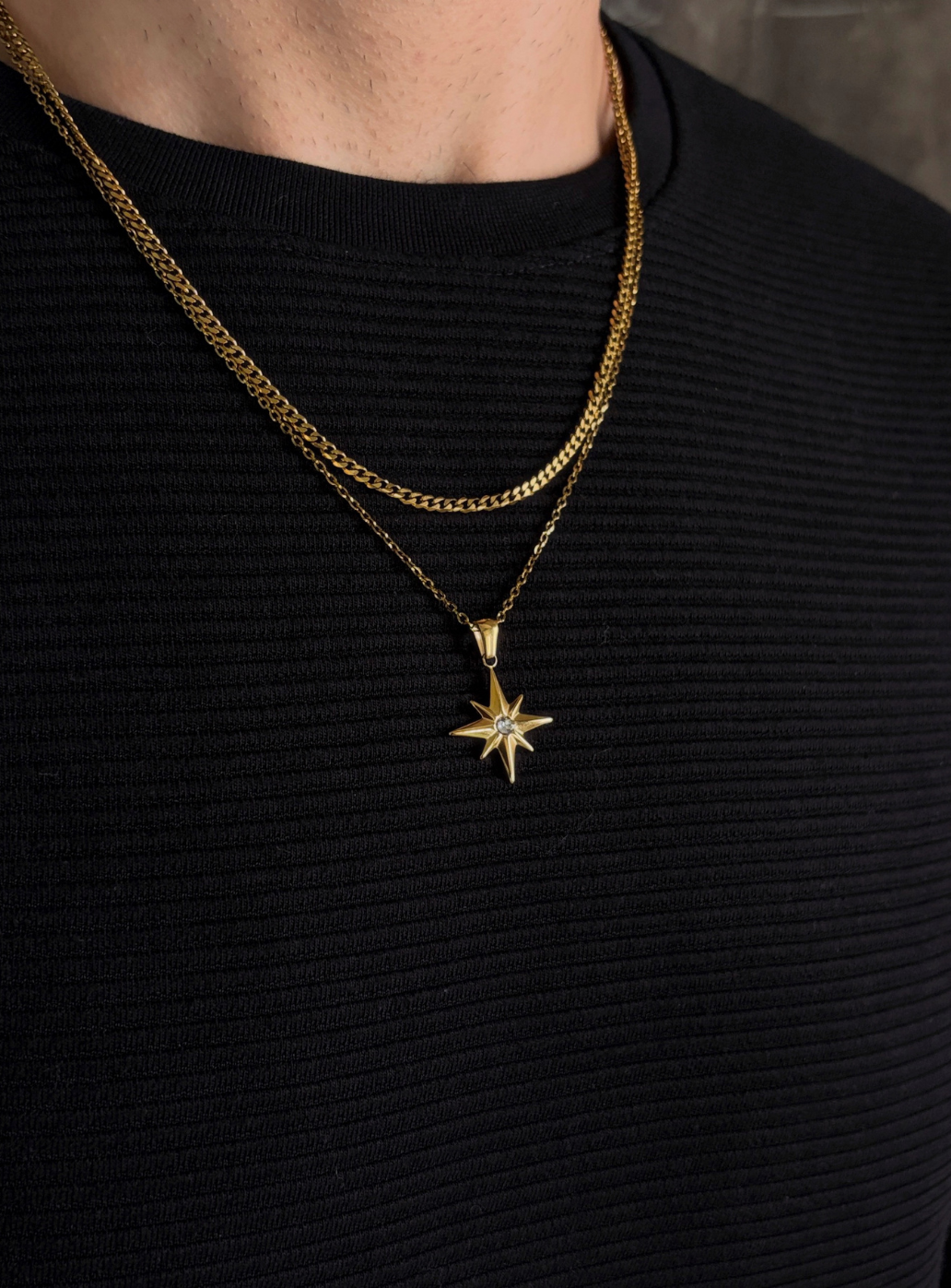 Gold Starburst Layer Necklace