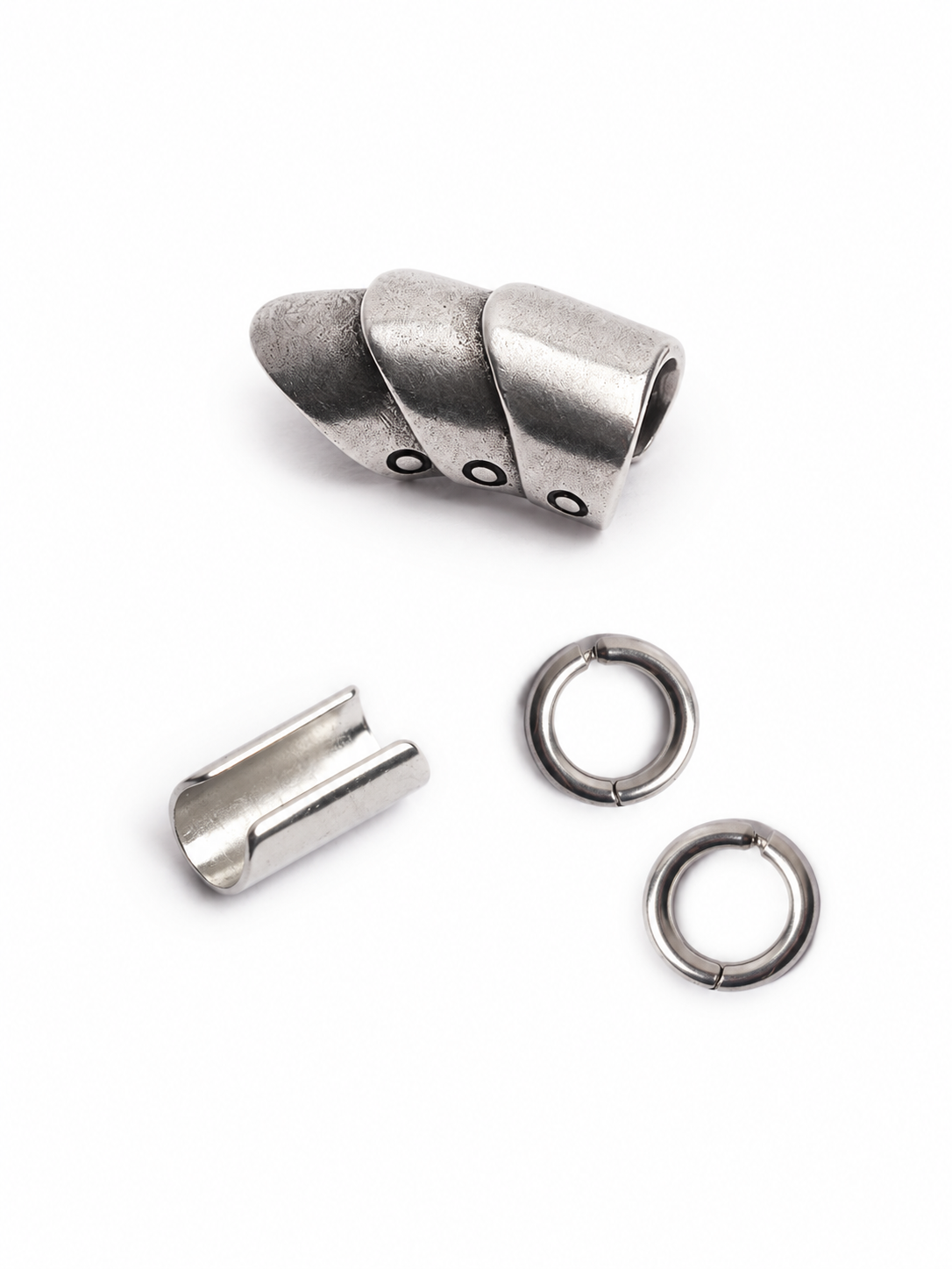 No Piercing Needed - Pressing Hoop Pair (Non-pierced) and Ear Cuff and Silver Croissant Cuff
