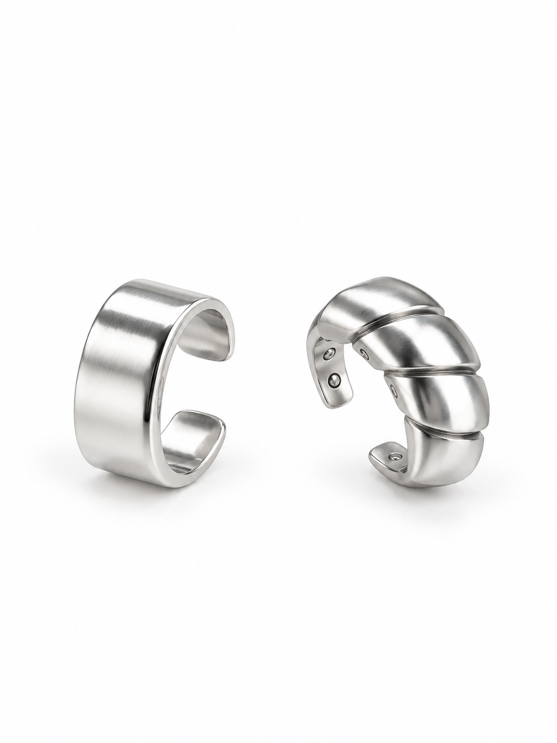 Silver Ear Stack - Ear Cuff and Silver Croissant Cuff